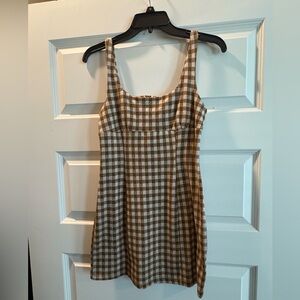 Altar'd State Tan and White Checkered Mini Dress